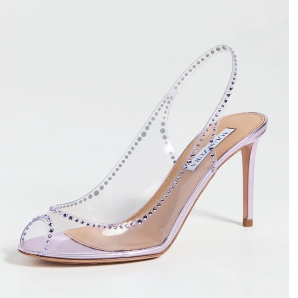 Aquazzura
85mm Ray of Light Plexi Crystal Sling Sandals - Picture 1 of 12